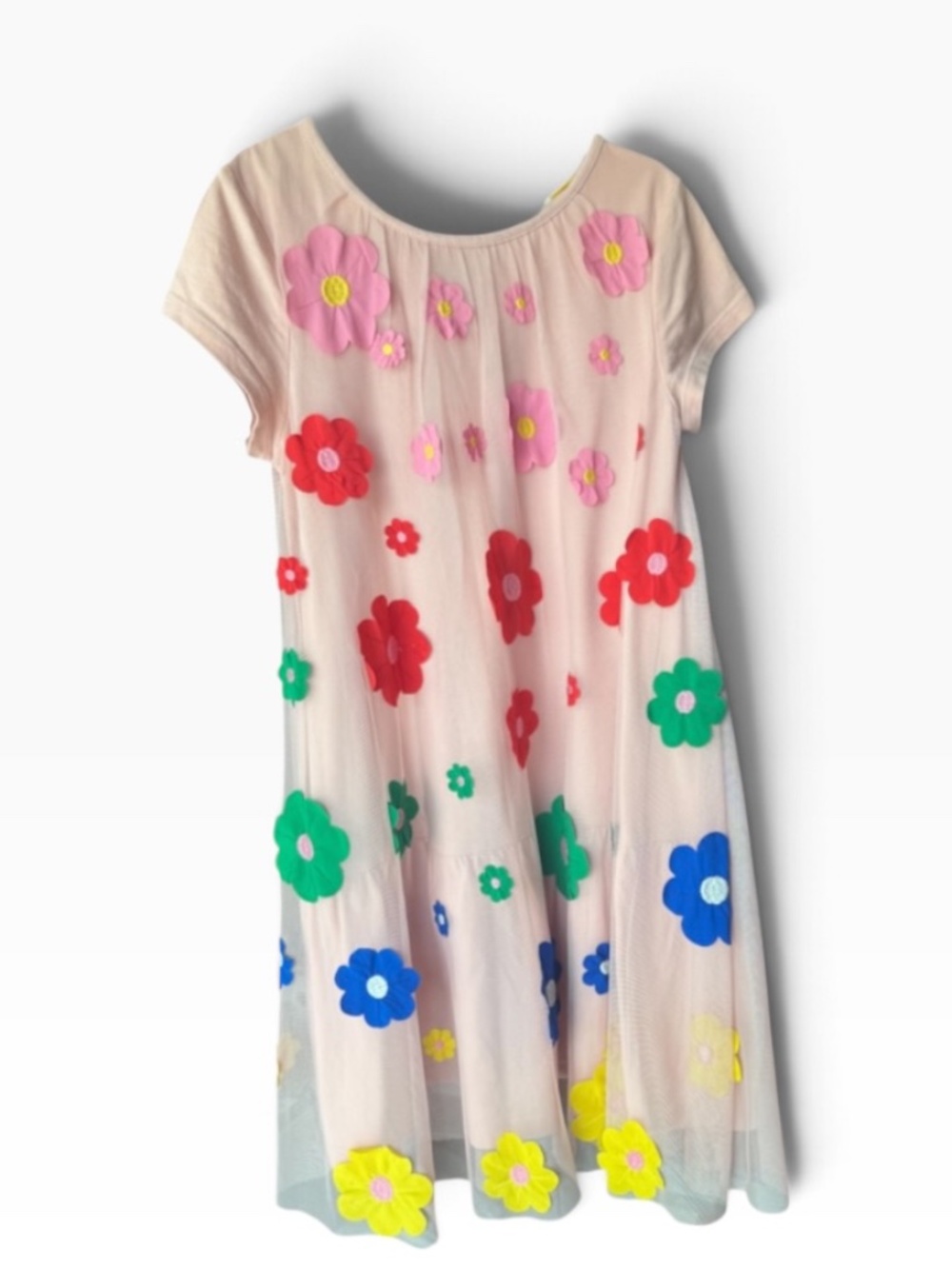Mini Boden Girls Size 7-8 Pink Tulle Dress 3D Floral Applique Party Dress